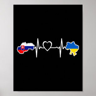 Ukrainian Slovakian Flag - Ukraine Slovakia Heartb Poster