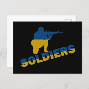 Ukrainian Soldiers, Ukraine Flag Postcard