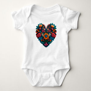 Ukrainian-style Heart of Flowers Baby Bodysuit