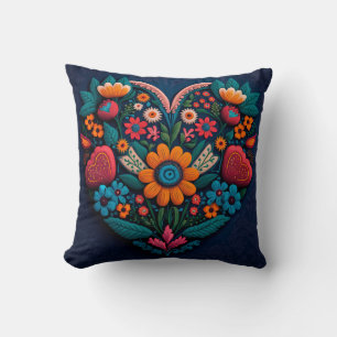 Ukrainian Style Heart of Flowers Cushion