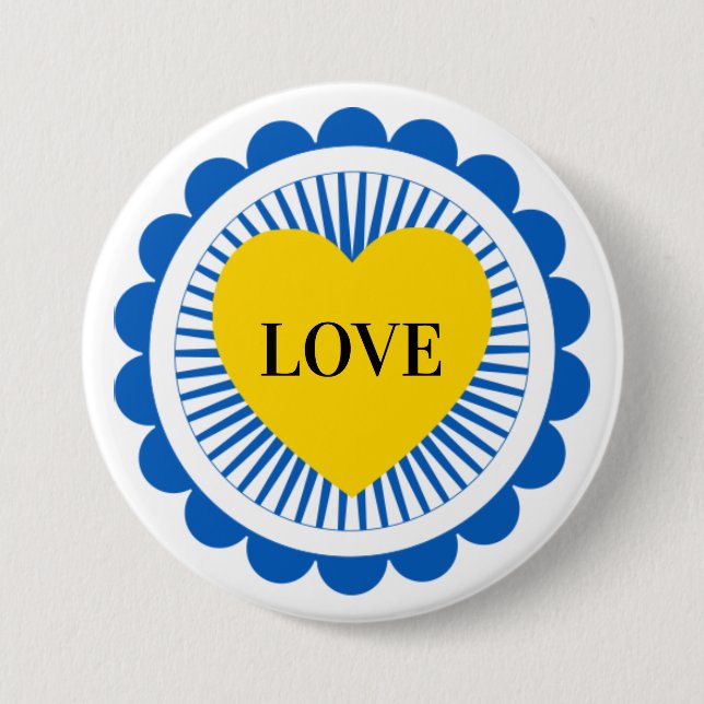 Ukrainian Support Blue Yellow Heart 7.5 Cm Round Badge (Front)