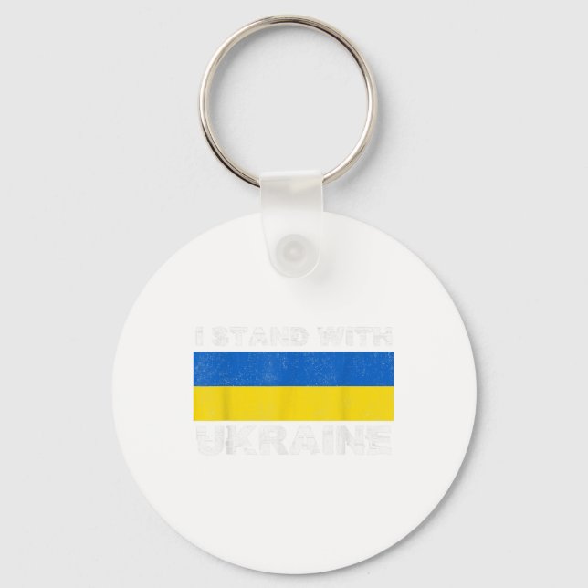 Ukrainian Support I Stand With Ukraine Stop War Uk Key Ring (Front)