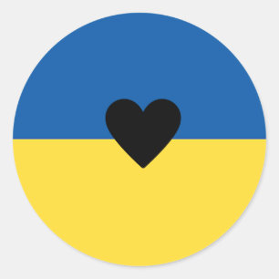 Ukrainian Support Ukraine Heart Flag Sign Classic Round Sticker