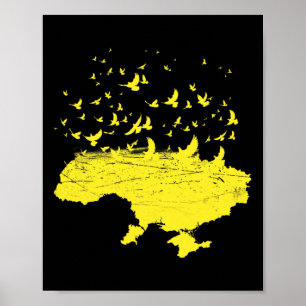 Ukrainian Symbols Ukrainian Ukraine Map Free Bird  Poster