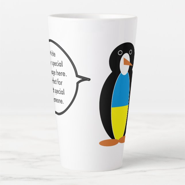 Ukrainian Talking Ms. Penguin Personalised  Latte Mug (Front)