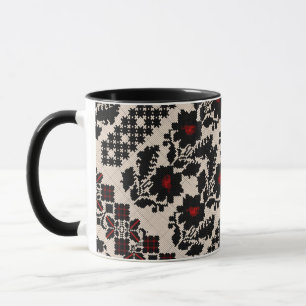 Ukrainian traditional vushuvanka folk art mug