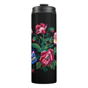 Ukrainian traditional vushuvanka folk art pattern thermal tumbler