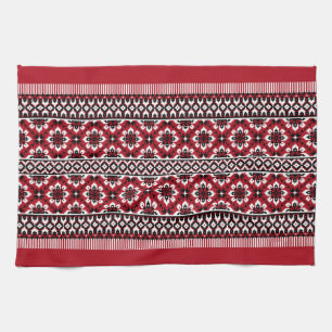 Ukrainian traditional vushuvanka folk art. Red. Tea Towel