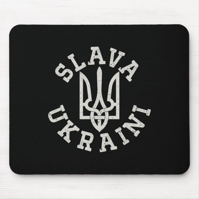 Ukrainian Trident Emblem Save Ukraine Resist Slava Mouse Pad (Front)