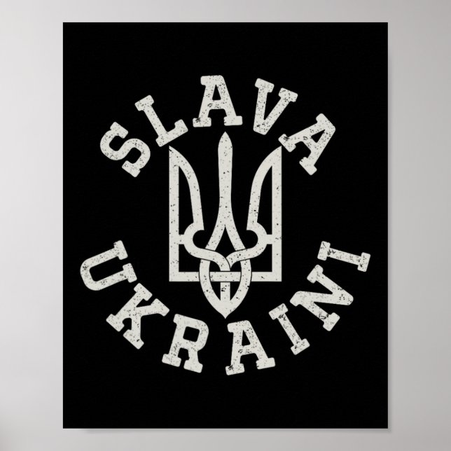 Ukrainian Trident Emblem Save Ukraine Resist Slava Poster (Front)