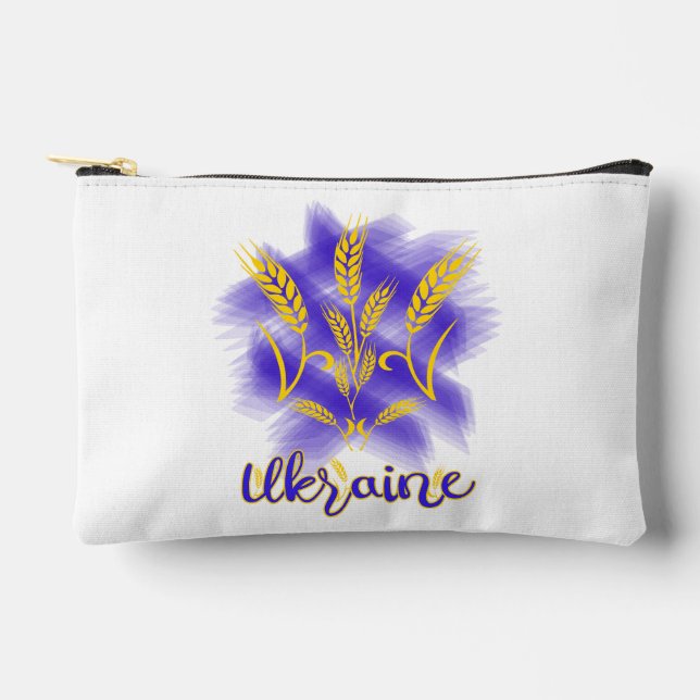 Ukrainian trident made of wheat ear accessory pouch (Front)
