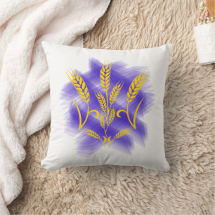 Ukrainian trident made of wheat ear cushion
