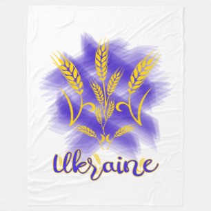 Ukrainian trident made of wheat ear fleece blanket