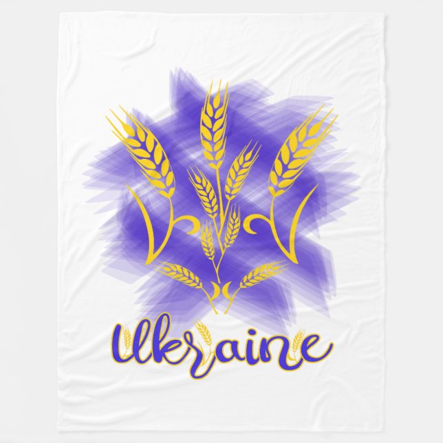 Ukrainian trident made of wheat ear fleece blanket (Front)