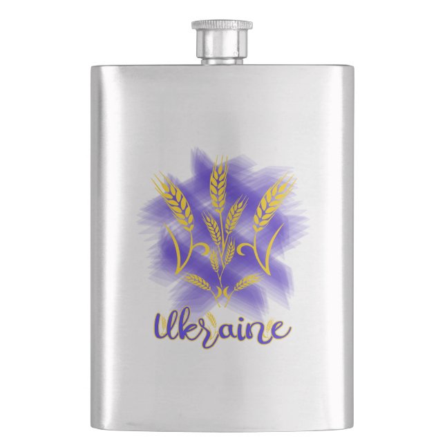 Ukrainian trident made of wheat ear hip flask (Front)