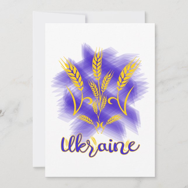 Ukrainian trident made of wheat ear holiday card (Front)