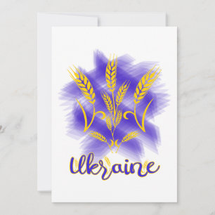 Ukrainian trident made of wheat ear holiday card