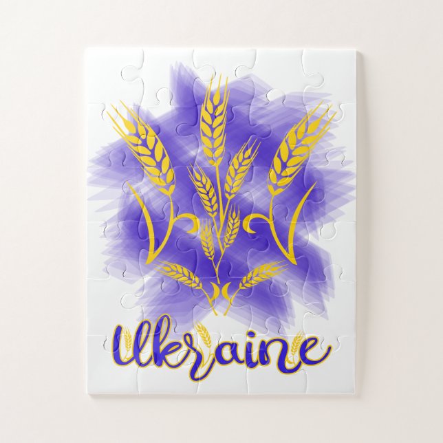 Ukrainian trident made of wheat ear jigsaw puzzle (Vertical)