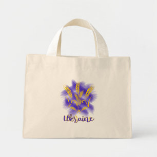 Ukrainian trident made of wheat ear mini tote bag
