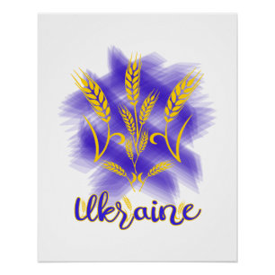 Ukrainian trident made of wheat ear poster
