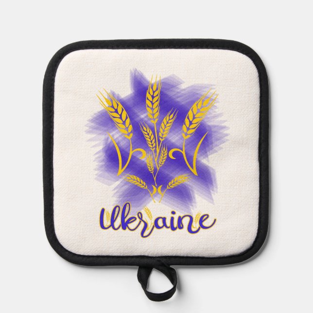 Ukrainian trident made of wheat ear pot holder (Front)