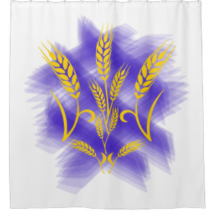 Ukrainian trident made of wheat ear shower curtain