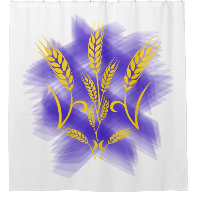 Ukrainian trident made of wheat ear shower curtain (Front)
