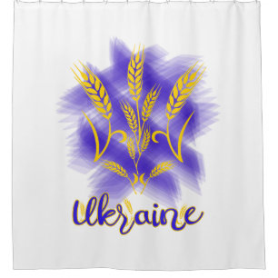 Ukrainian trident made of wheat ear shower curtain