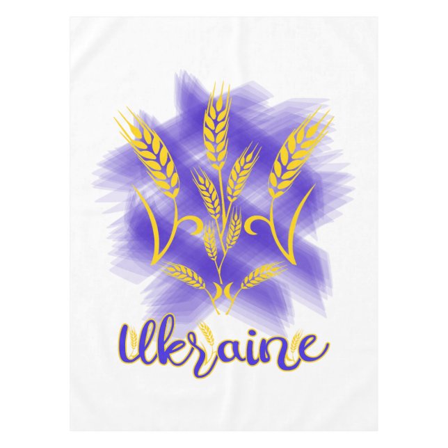 Ukrainian trident made of wheat ear tablecloth (Front)