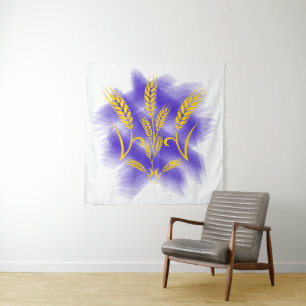 Ukrainian trident made of wheat ear tapestry