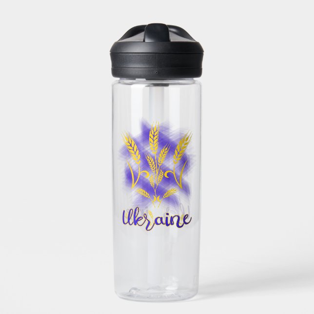 Ukrainian trident made of wheat ear water bottle (Front)