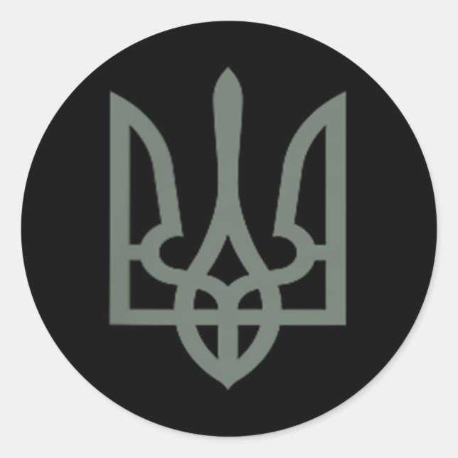 Ukrainian Trident Symbol Tryzub Emblem  Classic Round Sticker (Front)