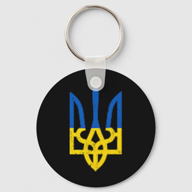 Ukrainian Trident Symbol - Ukraine Flag Support Pa Key Ring (Front)