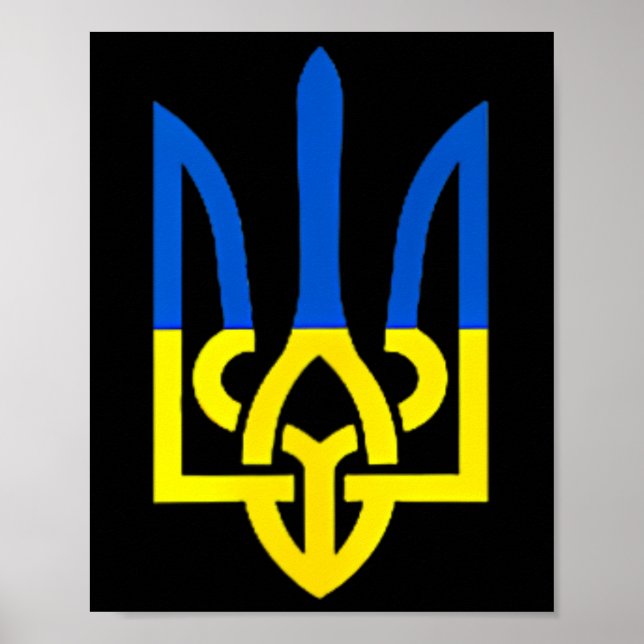 Ukrainian Trident Symbol - Ukraine Flag Support Pa Poster (Front)