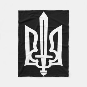 Ukrainian Trident Symbol - Ukraine Gerb With Sword Fleece Blanket