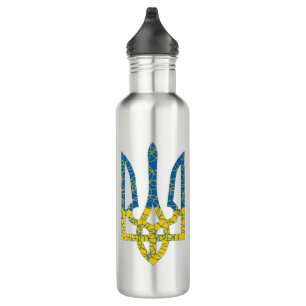Ukrainian trident textured flag of Ukraine colors 710 Ml Water Bottle