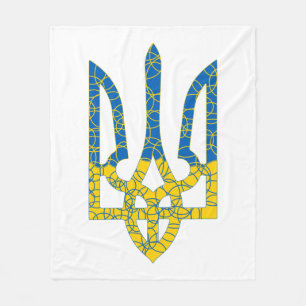 Ukrainian trident textured flag of Ukraine colors Fleece Blanket