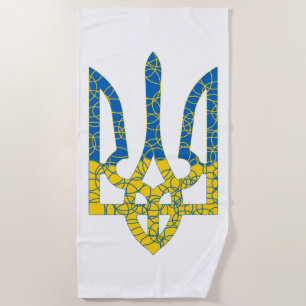 Ukrainian trident textured flag of Ukraine colours Beach Towel