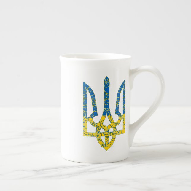 Ukrainian trident textured flag of Ukraine colours Bone China Mug (Right)