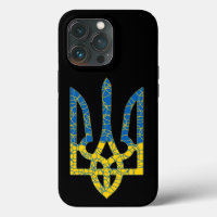 Ukrainian trident textured flag of Ukraine colours