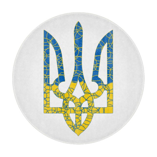 Ukrainian trident textured flag of Ukraine colours Cutting Board (Front)
