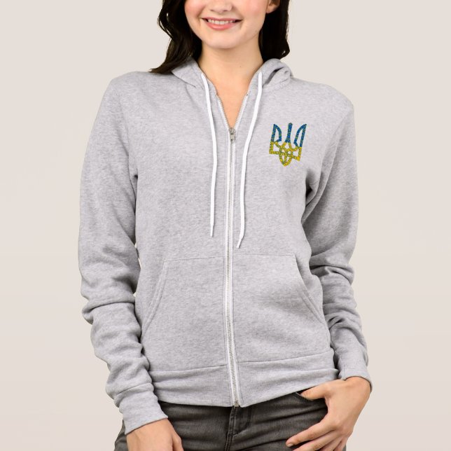 Ukrainian trident textured flag of Ukraine colours Hoodie (Front)