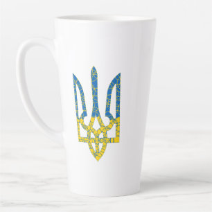 Ukrainian trident textured flag of Ukraine colours Latte Mug