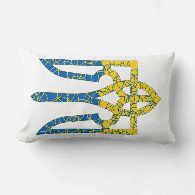Ukrainian trident textured flag of Ukraine colours Lumbar Cushion (Front)