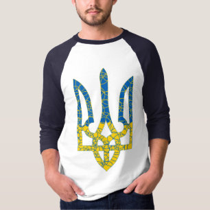 Ukrainian trident textured flag of Ukraine colours T-Shirt