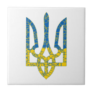 Ukrainian trident textured flag of Ukraine colours Tile
