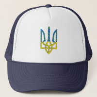 Ukrainian trident textured flag of Ukraine colours