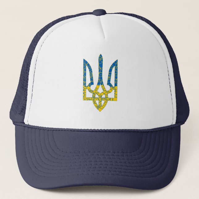 Ukrainian trident textured flag of Ukraine colours Trucker Hat (Front)