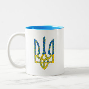 Ukrainian trident textured flag of Ukraine colours Two-Tone Coffee Mug