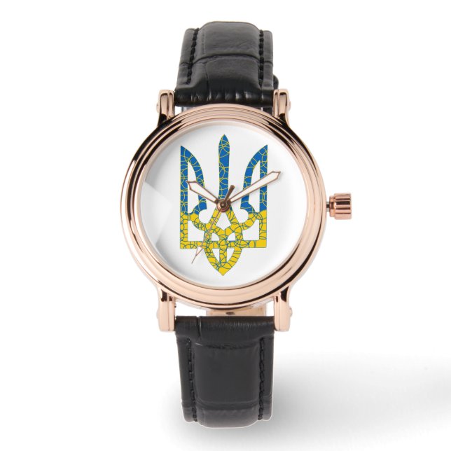 Ukrainian trident textured flag of Ukraine colours Watch (Front)
